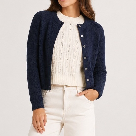 Madewell Cloudsoft Cardigan Fitted Ribbed Knit Wool Alpaca Blue Ny439 Xs Nwt